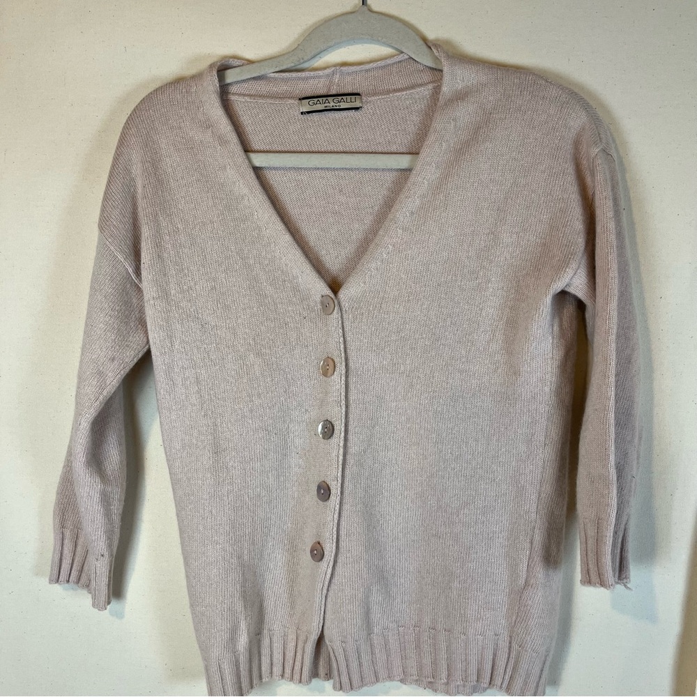 Gaia Galli Milano Shell‎ Pink Women's Cashmere/Wool+ Cardigan Sweater XS